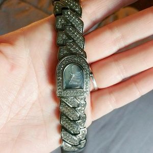 Steel Women's Crystal Encrusted DKNY Link Watch